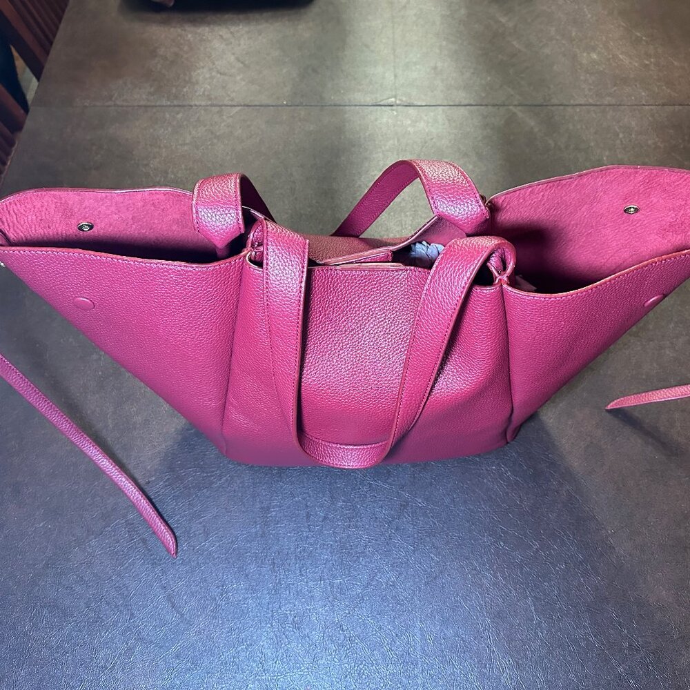 Designer-Inspired (Polene Paris Cabas).  Genuine Leather Red Tote Bag